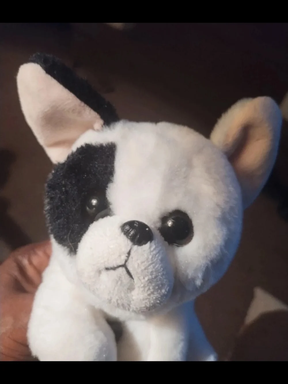Ty White & Black Plush Dog Toy with Beige Snout